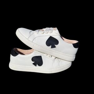Kate Spade White Sneakers with Black Spade Design